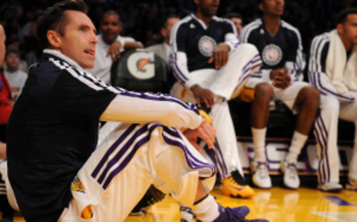 If Lakers guard Steve Nash hangs it up this year, Thunder point guard Derek Fisher would become the oldest active player in the NBA. (Lisa Blumenfeld/Getty Images)