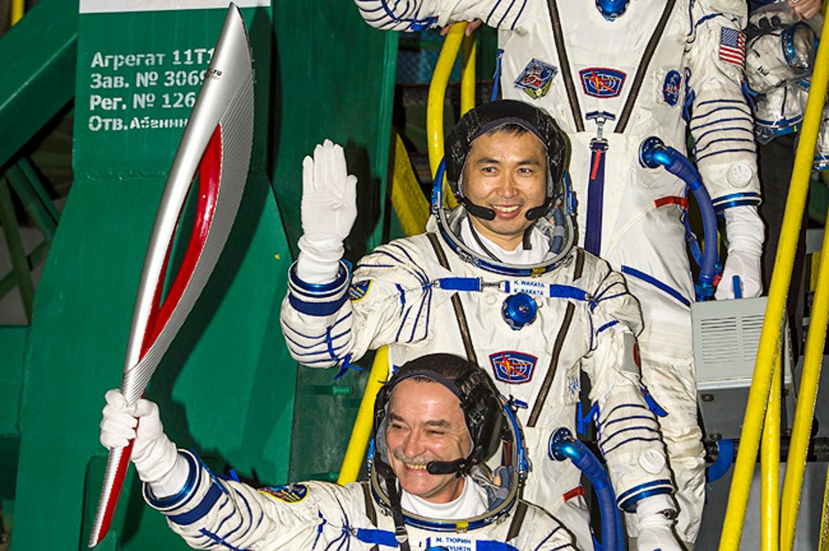 The torch made its way to the International Space Station and will be taken into space itself Saturday.