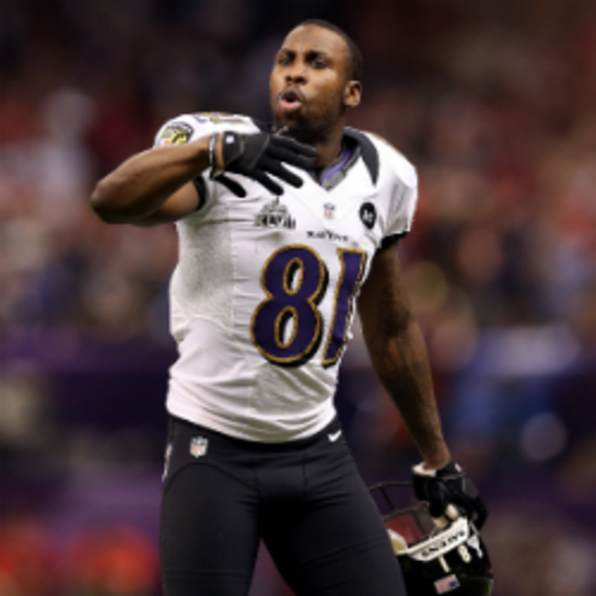 Ravens wideout Anquan Boldin was traded to the 49ers for a sixth-round pick. (Christian Petersen/Getty Images)