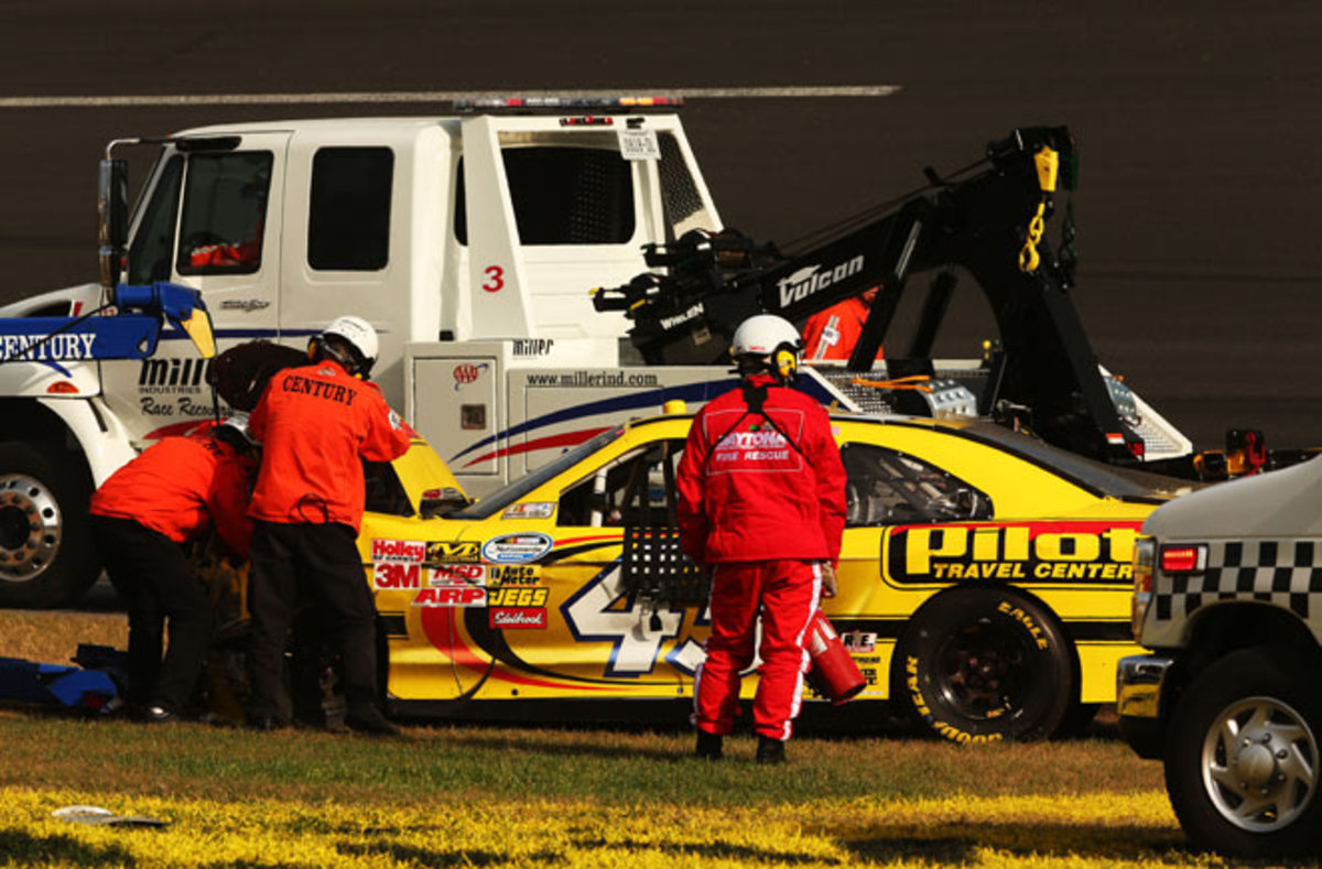 Michael Annett was involved in a 13-car accident before the scary 12-car wreck on the final lap.