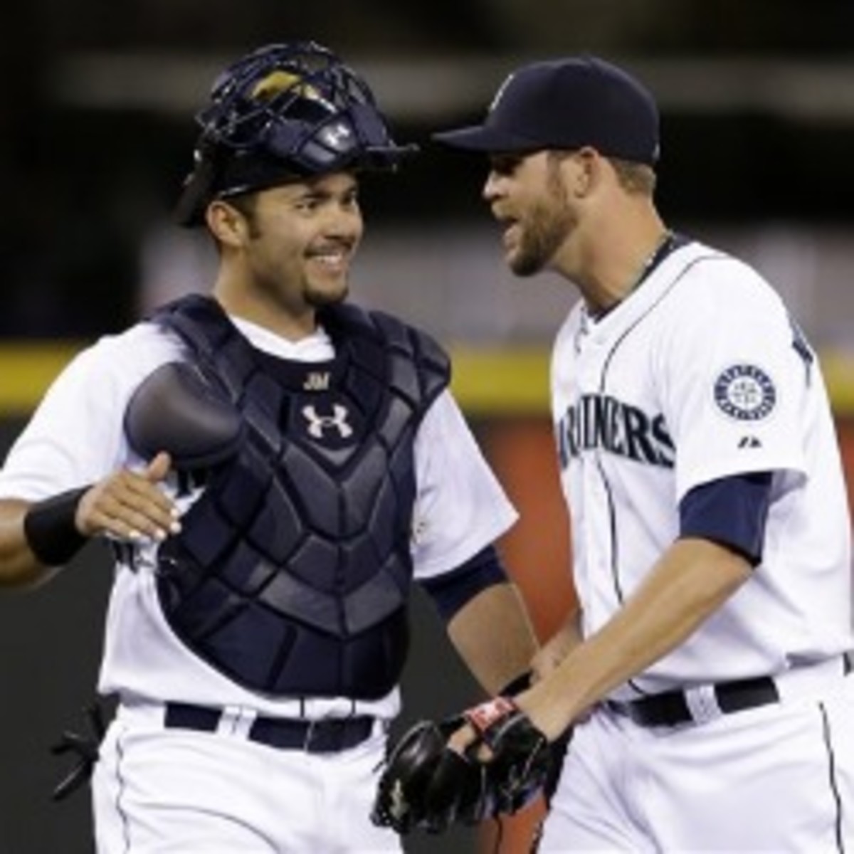 The Seattle Mariners are one of four MLB teams that did not have a single African-American player on their opening day roster. (AP Photo/Elaine Thompson)