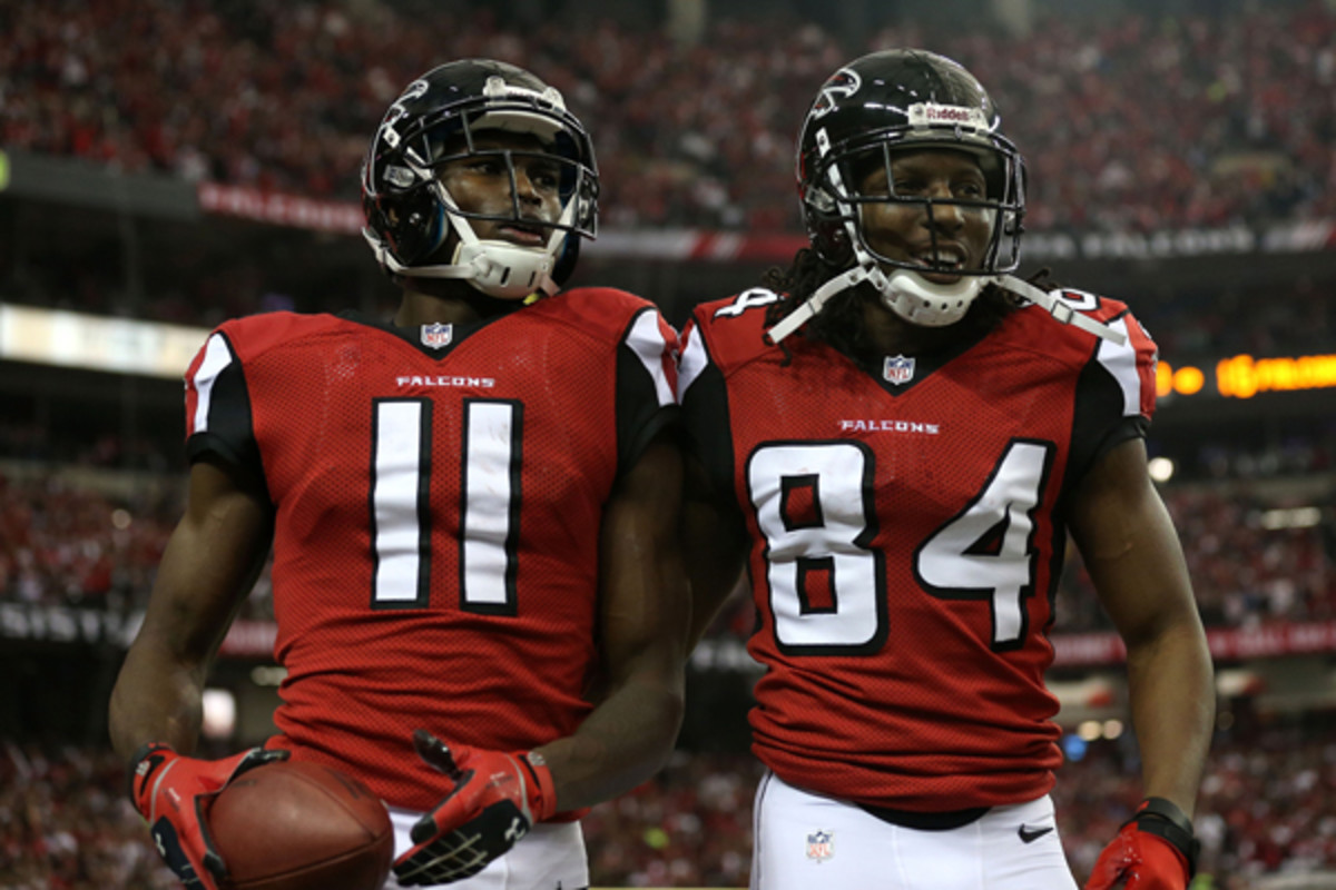 Julio Jones (left) and Roddy White are both active and will play Sunday versus St. Louis. 