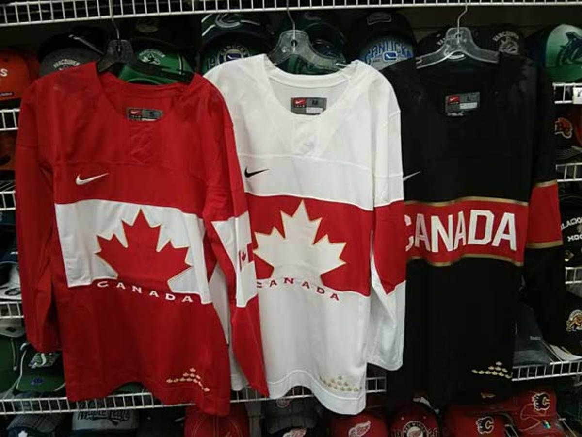 Team Canada's black third jersey for 2014 Sochi Winter Olympics.