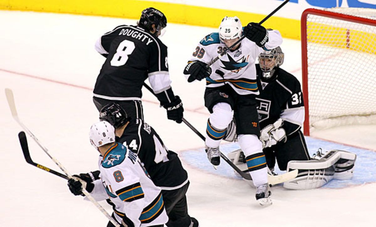 The San Jose Sharks play the Los Angeles Kings in Game 7