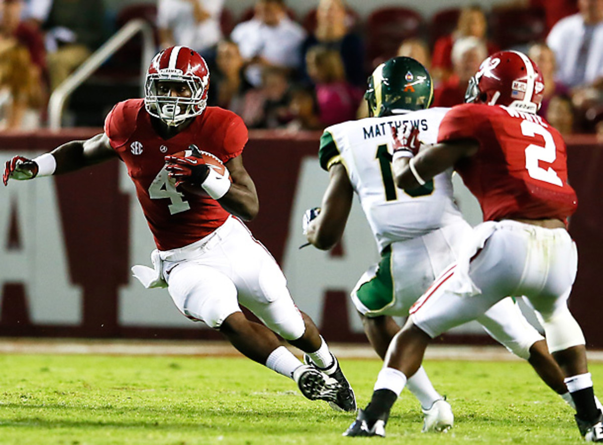 T.J. Yeldon (4) and Alabama were sloppy on Saturday, but still coasted to an easy win. (Kevin C. Cox/Getty Images)