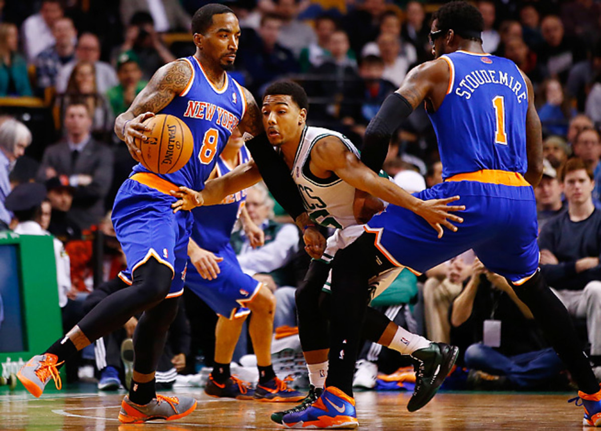 J.R. Smith didn't attempt a shot until there was 5:16 left in the Knicks' latest loss to Boston .