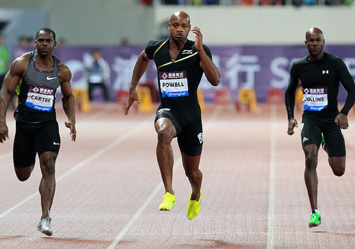 Asafa Powell (center) is just one of the Jamaican athletes who have had positive tests this year.