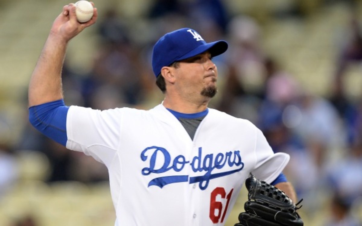 The Dodgers placed struggling pitcher Josh Beckett on the DL with a groin strain. (Harry How/Getty Images)