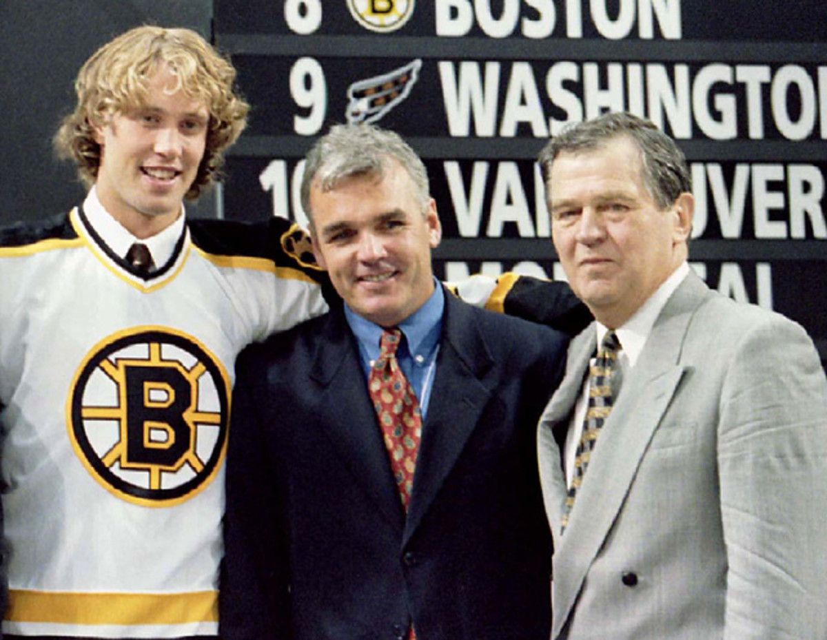 Joe Thornton, Mike O'Connell and Harry Sinden