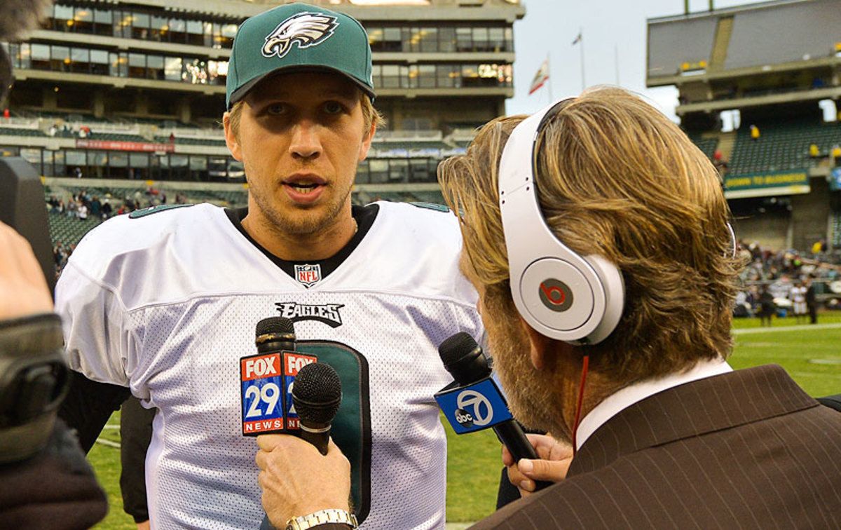 In today's NFL, players undergo media training and, in some instances, can be encouraged by teams to reveal as little as possible in interviews. (Drew Hallowell/Getty Images