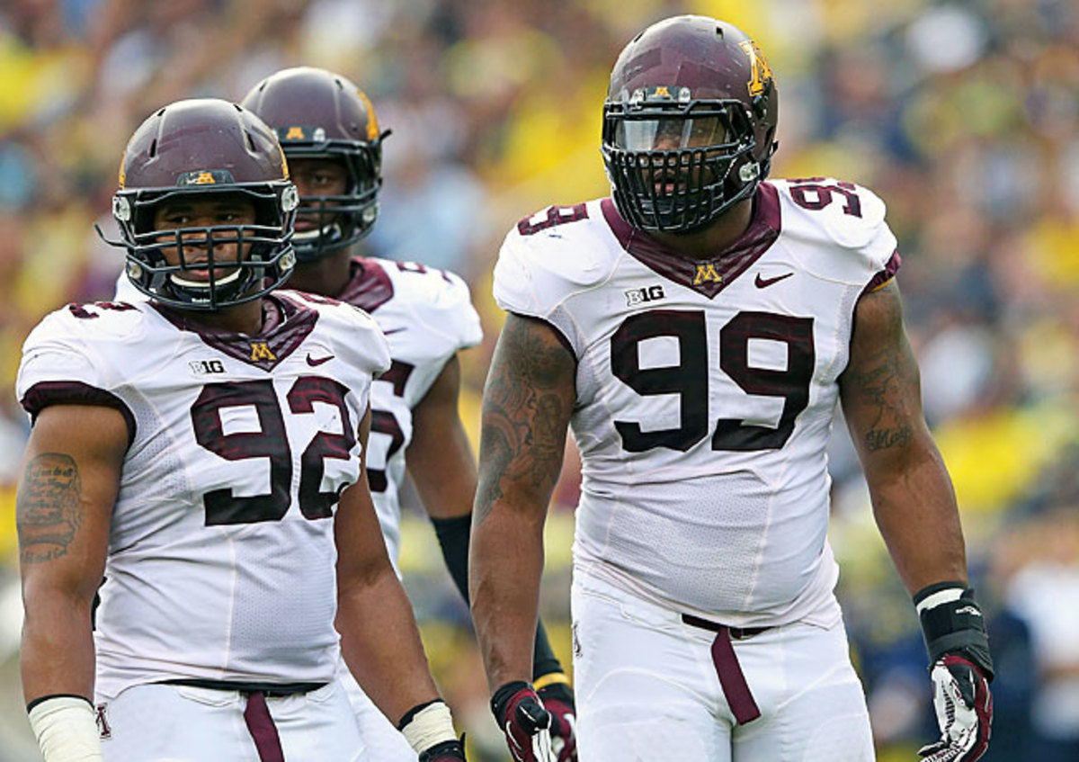 Defensive tackle Ra'Shede Hageman (99) and the Minnesota defense will work to shut down Syracuse.