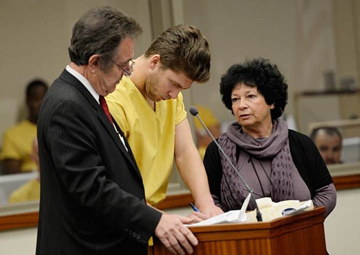 Semyon Varlamov of the Colorado Avalanche in court after his arrest.