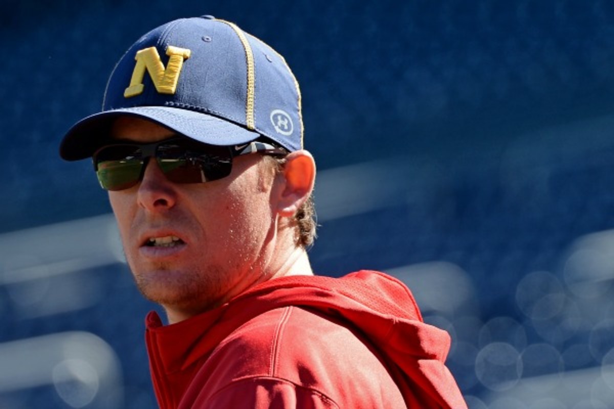 Tyler Clippard and Nationals players wore Navy caps to honor Navy Yard shooting victims. (Patrick Smith/Getty Images)