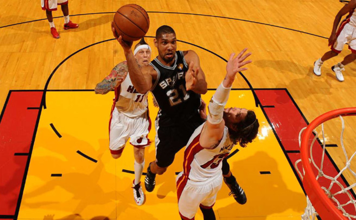 Tim Duncan scored 24 points with 12 rebounds, but couldn't get his Spurs past the Heat in Game 7.