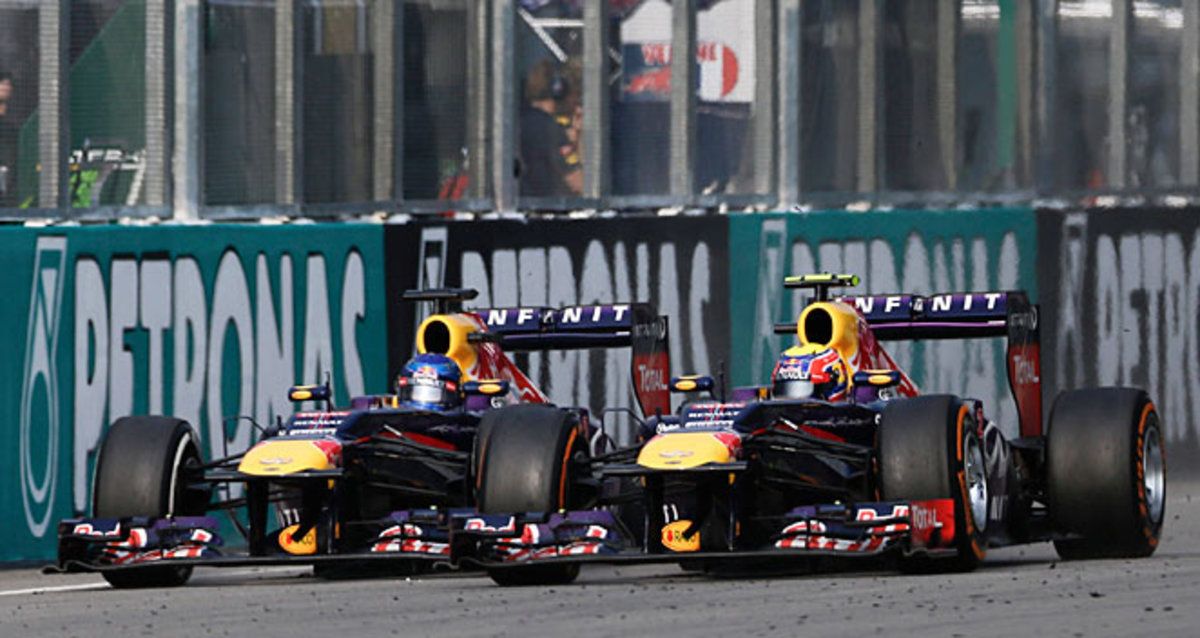 Sebastian Vettel (left) says Mark Webber (right) hasn't always acted in their team's best interests.