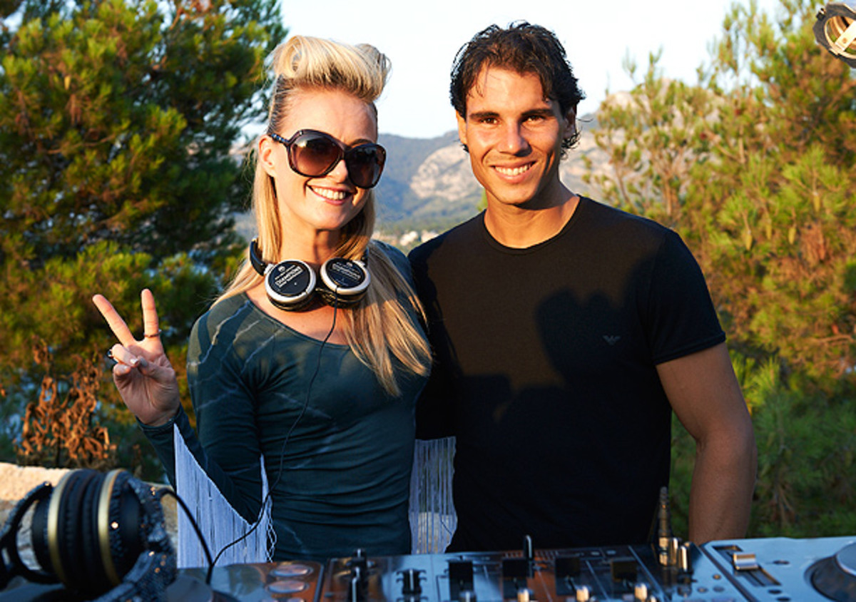 Nadal poses with DJ Krystal Roxx. (Getty Images for Bacardi)