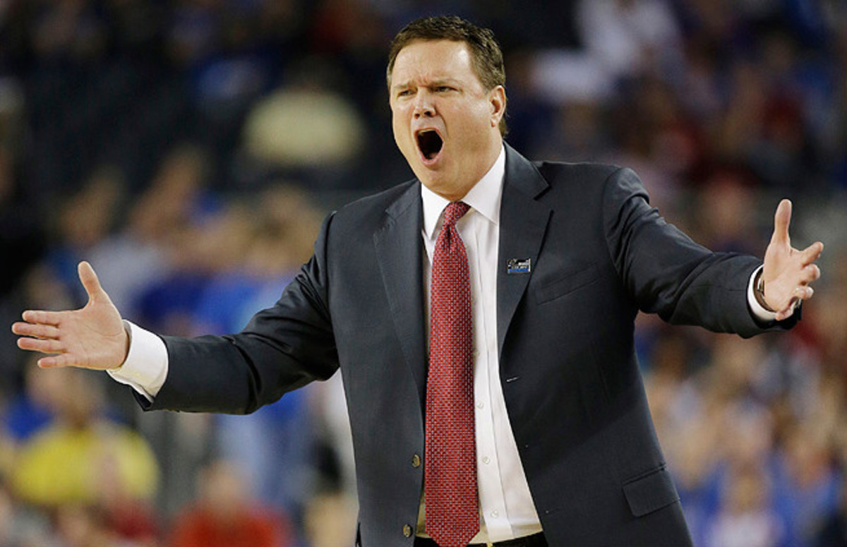Bill Self was reprimanded by the NCAA and fined after damaging the scorers table during Kansas' third-round win over North Carolina.