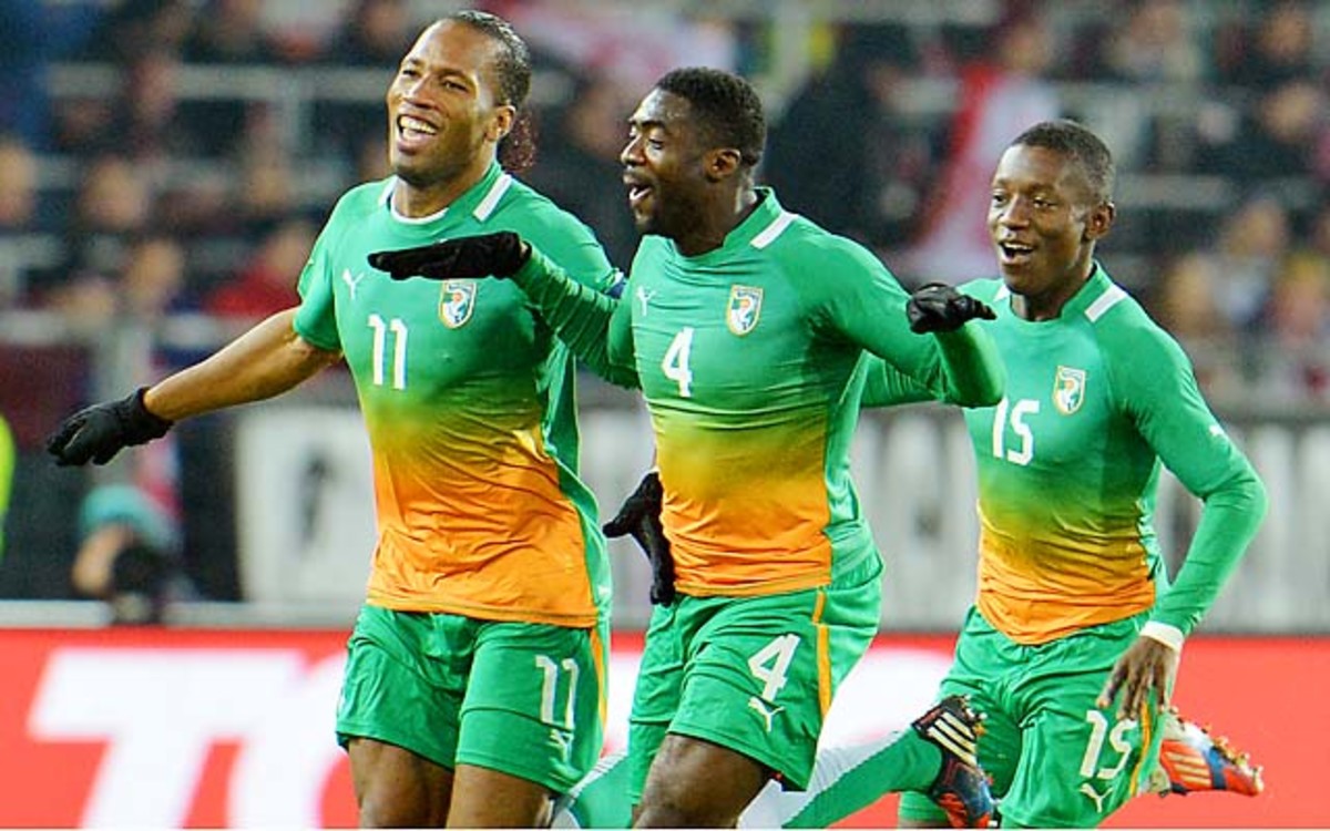 Didier Drogba (left), Kolo Toure and Max Gradel's Ivory Coast hasn't won the African Cup of Nations since 1992.