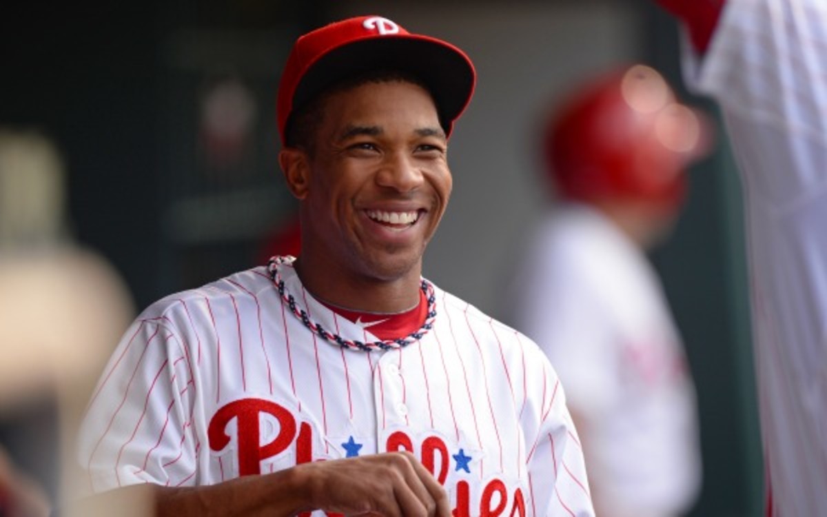 Phillies outfielder Ben Revere broke his right foot and is likely headed to the DL. (Photo by Miles Kennedy/Getty Images)