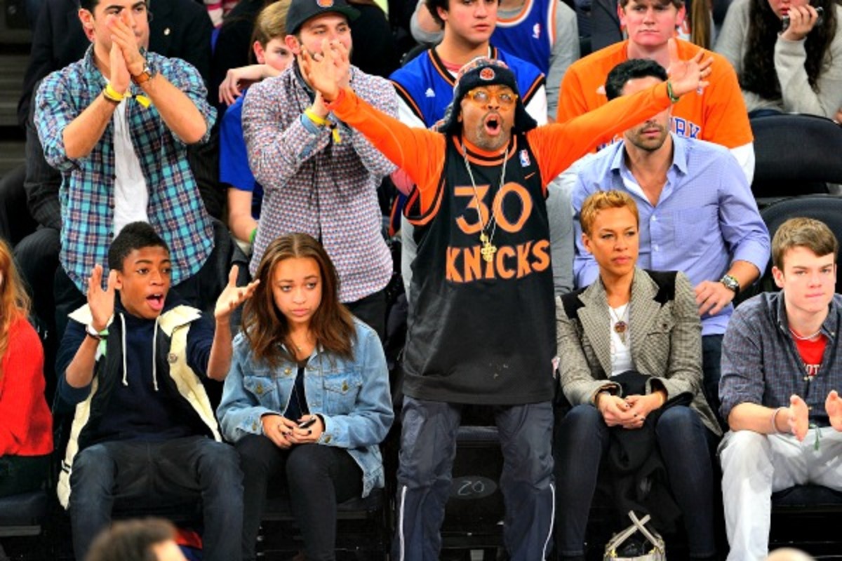 Spike Lee will need to buy a new jersey to match with the Knicks this season. (James Devaney/Getty Images)