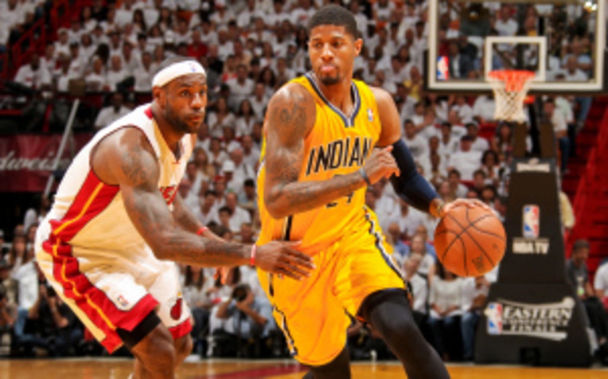 The Pacers' Paul George, who the Heat's LeBron James said will be a "great one," signed a max contract with Indiana on Wednesday. (Issac Baldizon/Getty Images)