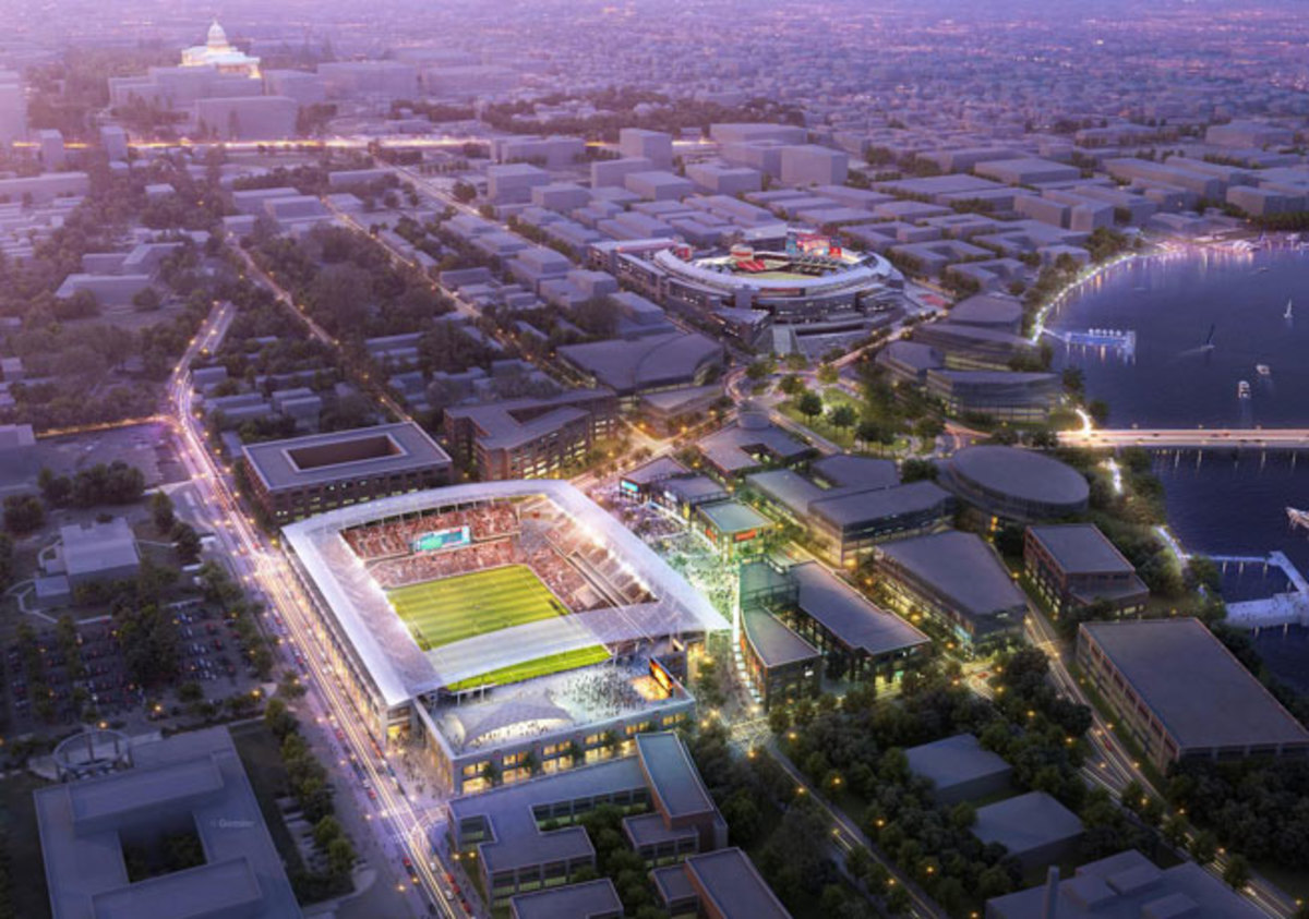 D.C. United's new stadium would be located south of Nationals Park and in view of the Capitol.