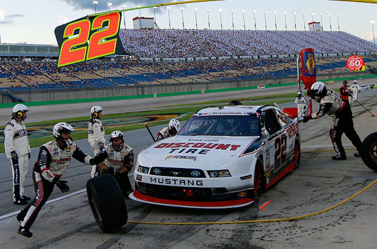 Keselowski took the lead on the 156th lap before showers halted the race for good at lap 170.
