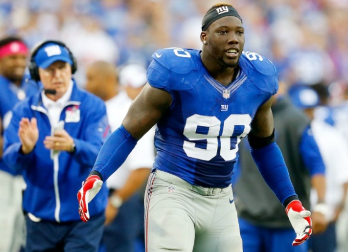 Jason Pierre-Paul said Thursday that he would never shut things down. (Jim McIsaac/Getty Images)