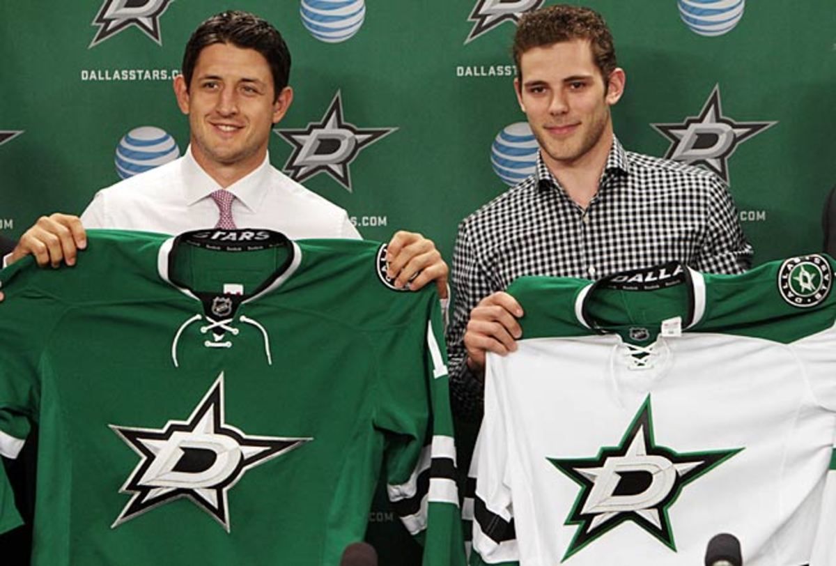 Tuesday's intro was a little easier for Shawn Horcoff (left) than it was for Tyler Seguin.
