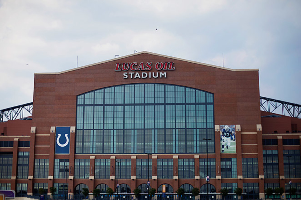 Lucas Oil Stadium in Indianapolis hosted the 2012 Super Bowl between the Giants and the Patriots.