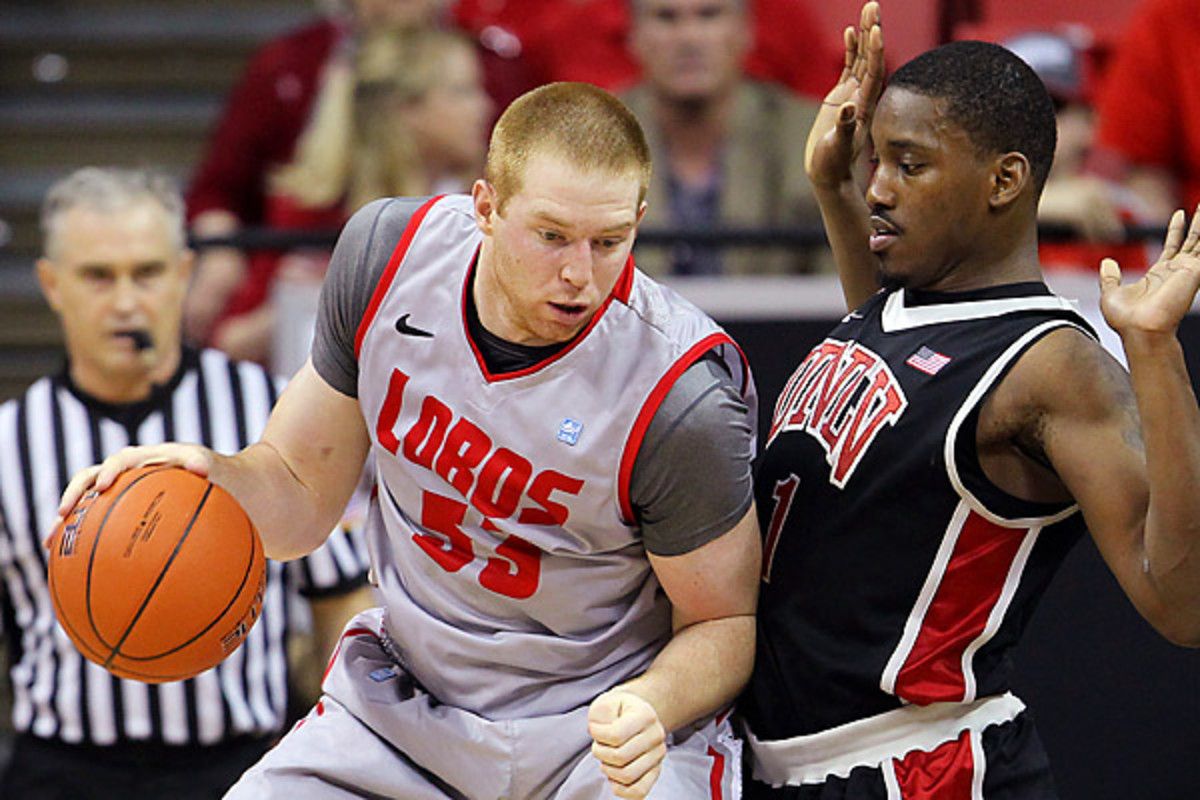 New Mexico's Alex Kirk (left) was chosen at center (Isaac Brekken/AP)