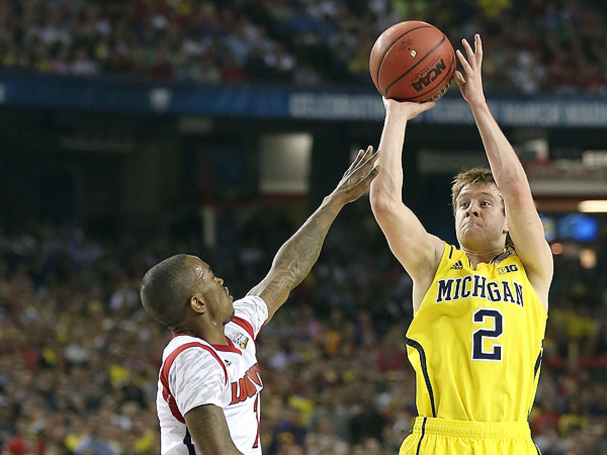 Michigan's Spike Albrecht scored an impressive 17 points in the first half of Monday night's title game. (Streeter Lecka/Getty Images)