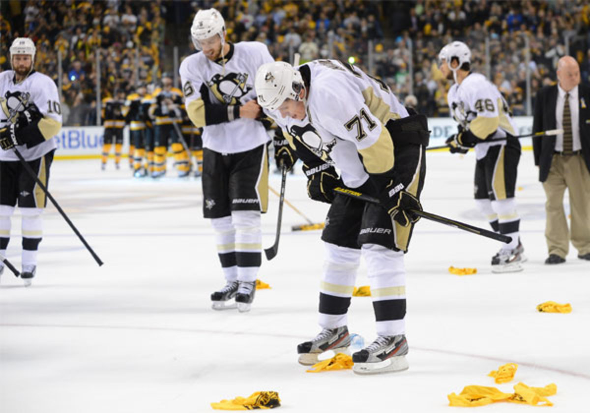 Evgeni Malkin (71) and the Penguins may have suffered the worst playoff loss in team history. (Brian Babineau/NHLI via Getty Images)