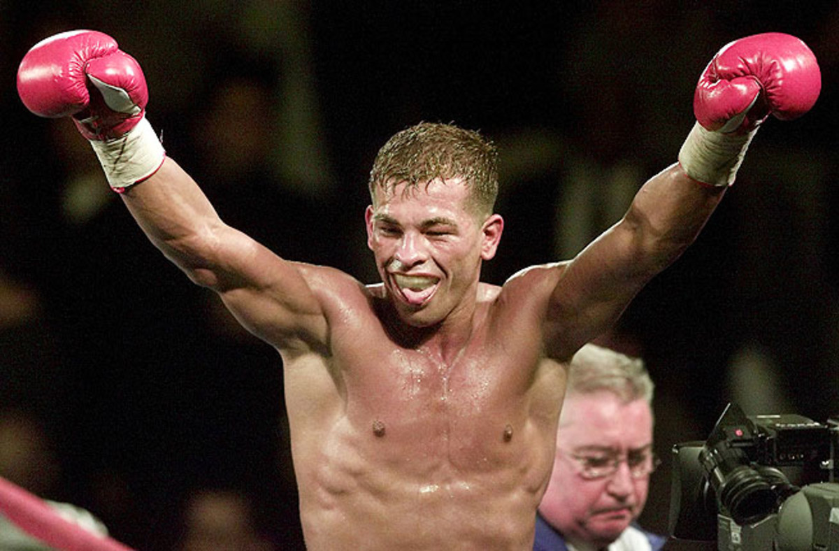 Arturo Gatti celebrating his 2002 TKO of Terron Millett at Madison Square Garden in New York.