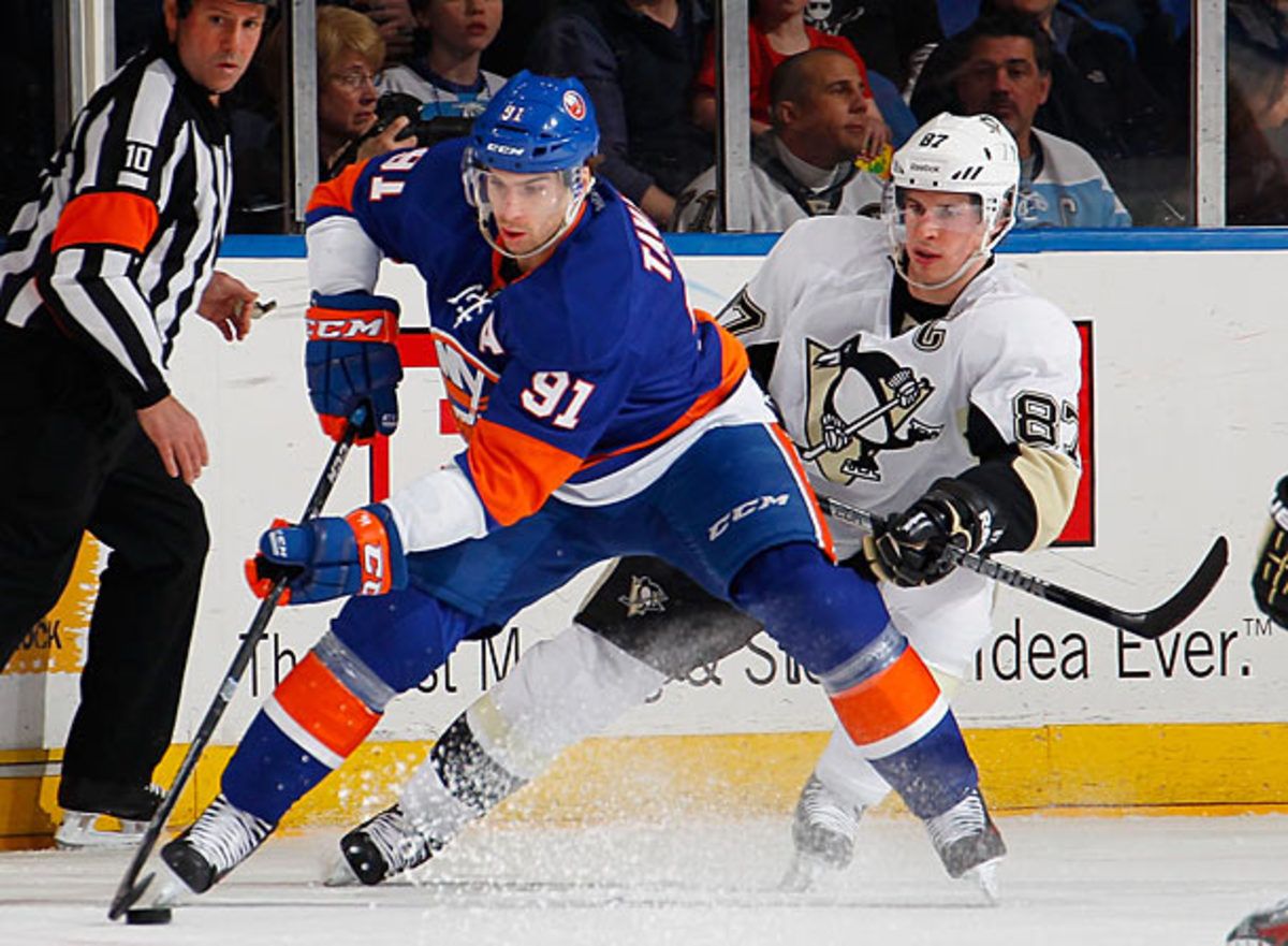 John Tavares makes his NHL playoff debut against Sidney Crosby and the Penguins.