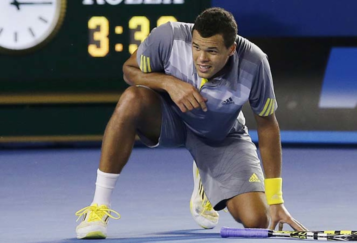 No. 7 Jo-Wilfried Tsonga fell to Roger Federer in five sets in the Australian Open quarterfinals.