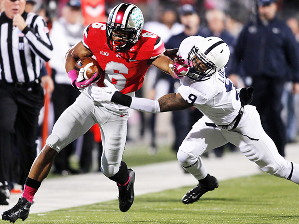 Talkative Ohio State WR Evan Spencer (6) has three touchdown catches this season. (Paul Vernon/AP)