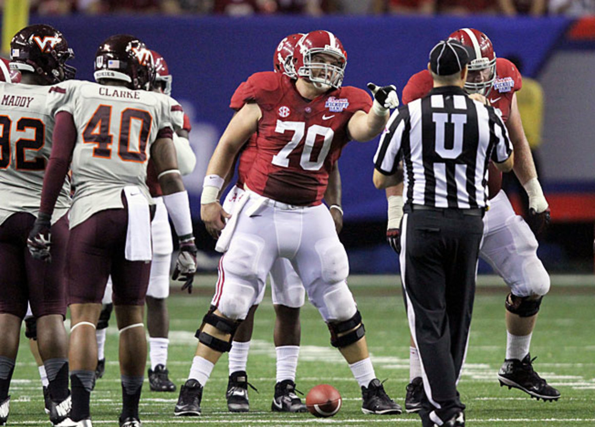 Center Ryan Kelly (70) is one of three new starters on the Crimson Tide's offensive line in 2013.