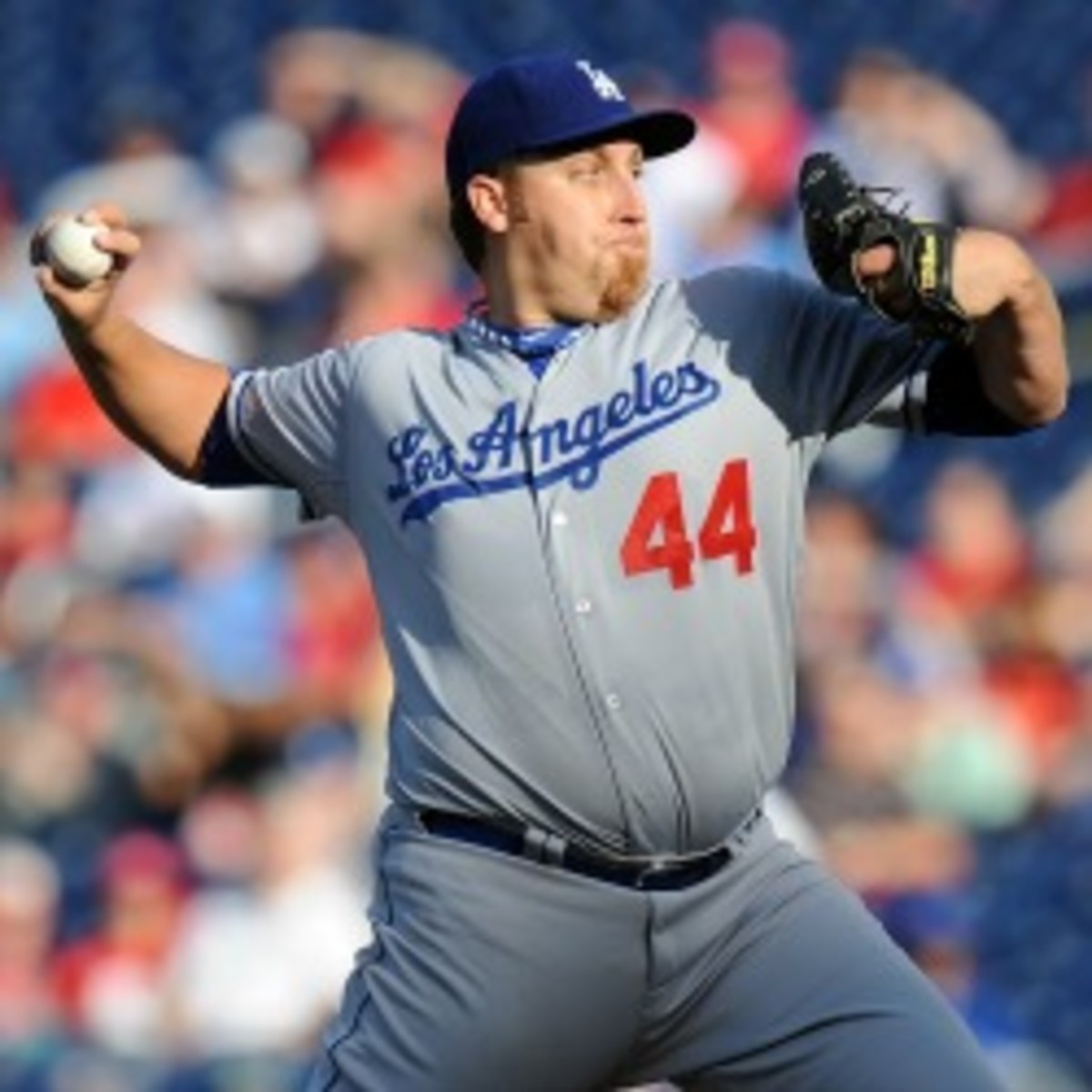 Pitcher Aaron Harang lost his spot in the Dodgers' rotation when they acquired three pitchers this offseason. (G Fiume/Getty Images)