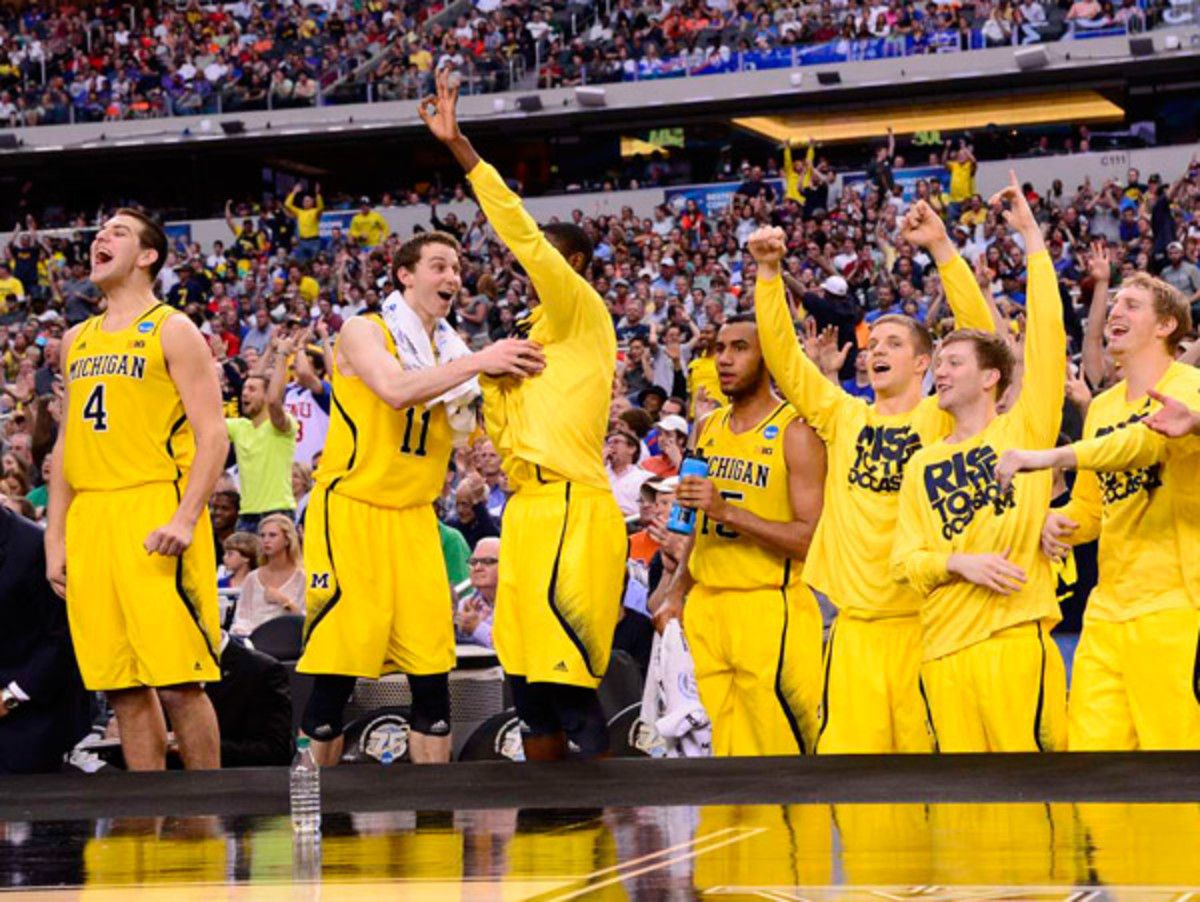 Michigan's players had literal chips on their shoulders before Sunday's game. (Greg Nelson/SI)