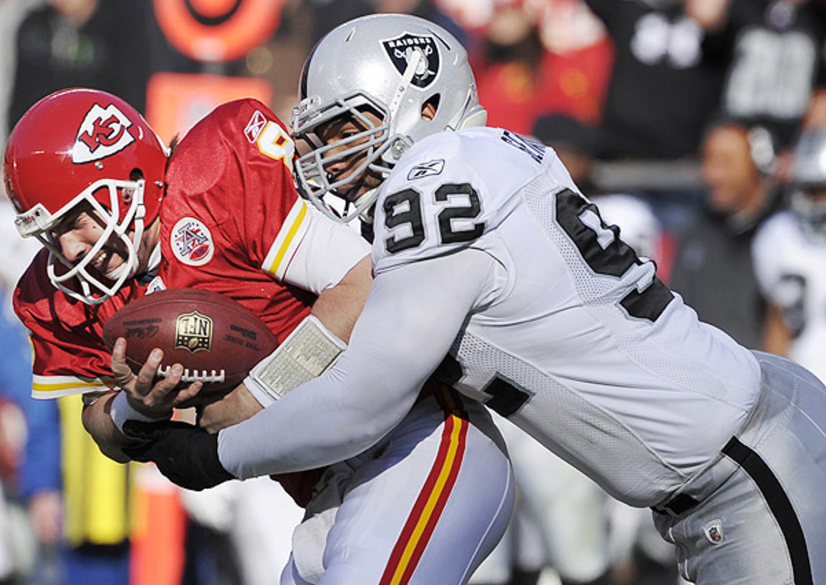 Richard Seymour, 33, had three sacks and seven QB hurries in eight games in Oakland last year.