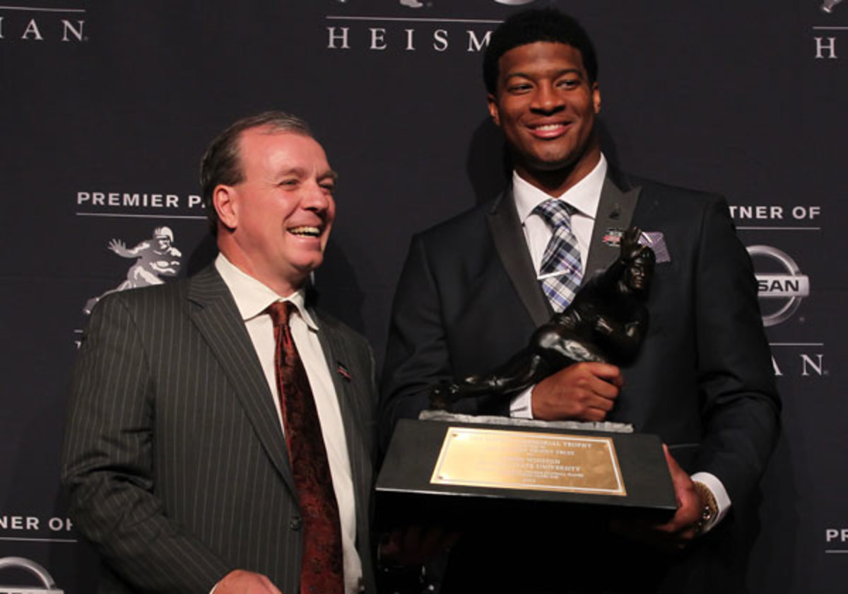 Jameis Winston (right) won the Heisman Trophy by x biggest margin. (Rich Graessle/Icon SMI)