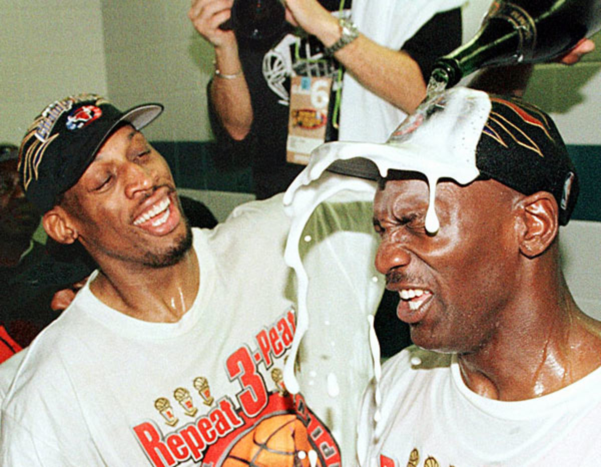 Dennis Rodman and Michael Jordan