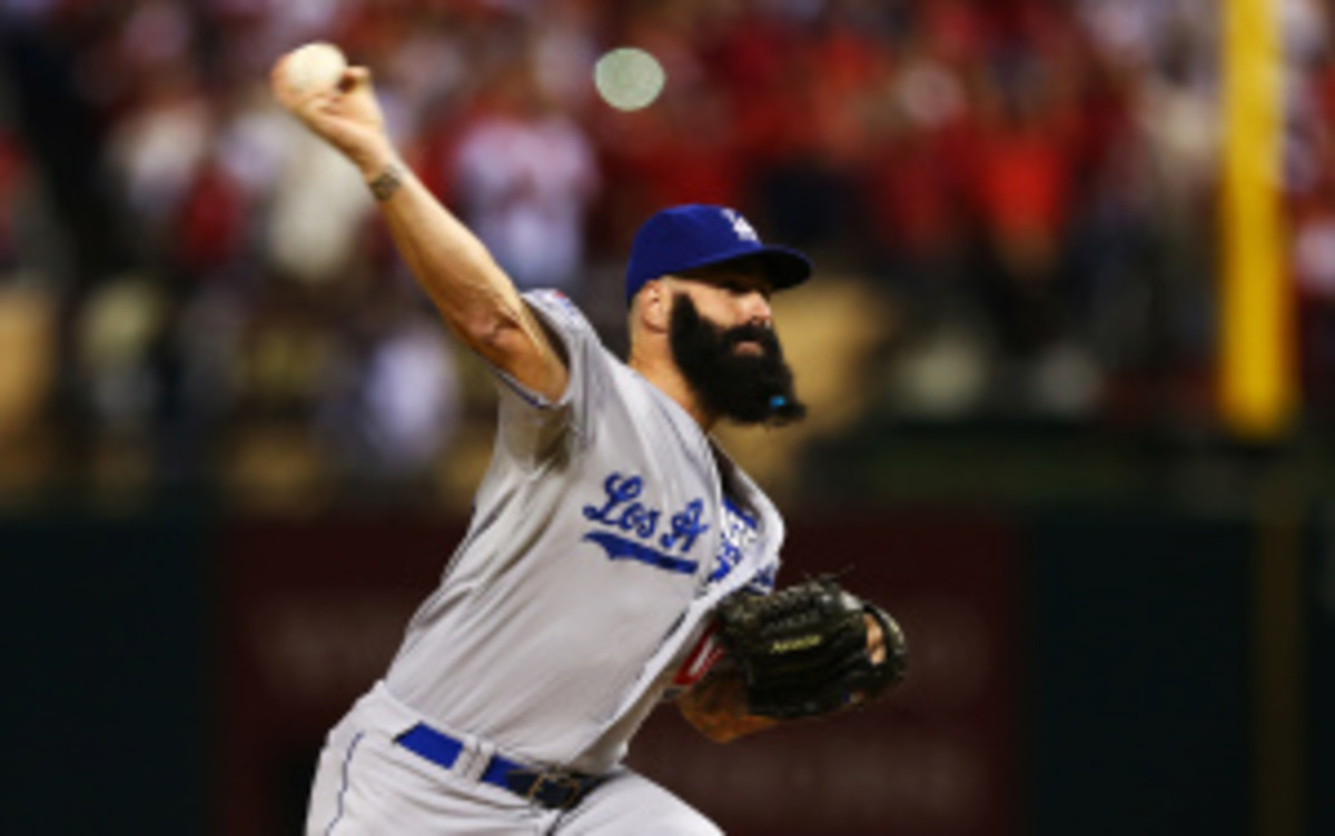 Brian Wilson played just 13 games last season for the Dodgers after a long rehab from Tommy John surgery. (Elsa/Getty Images)