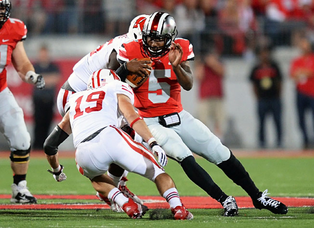 Braxton Miller (5) accounted for 281 total yards and four touchdowns in the victory over Wisconsin.