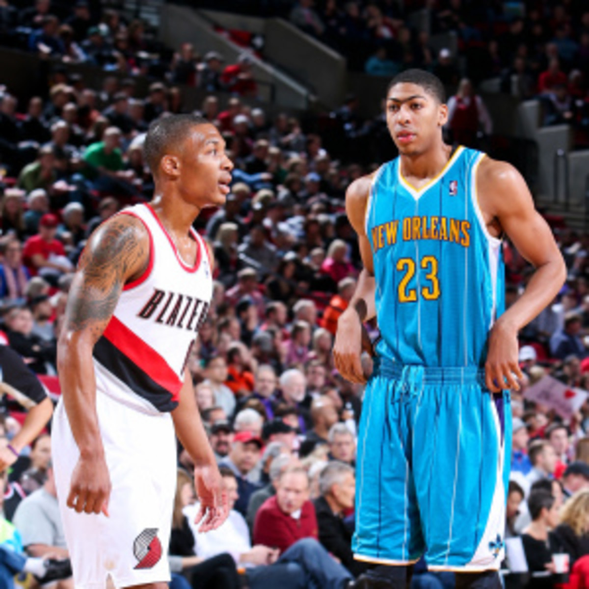 Damian Lillard and Anthony Davis were named to the NBA's All-Rookie First Team on Tuesday. (Sam Forencich/Getty Images)