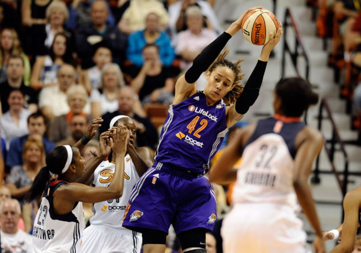 Brittney Griner is averaging 14.9 points and 6.4 rebounds per game in her first season with Phoenix.