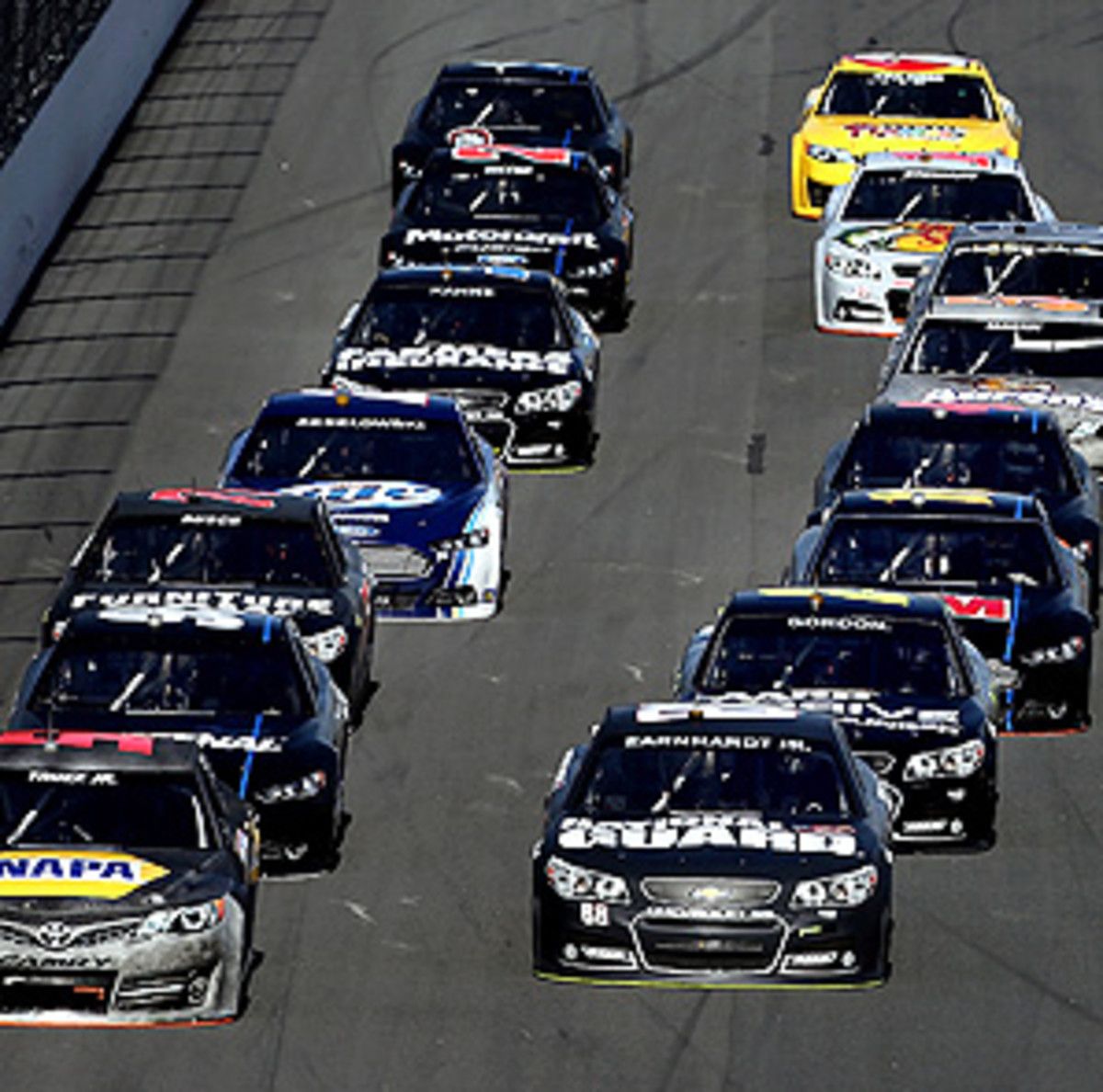 Testing at Daytona essentially ended when Dale Earnhardt Jr. caused a 12-car crash.