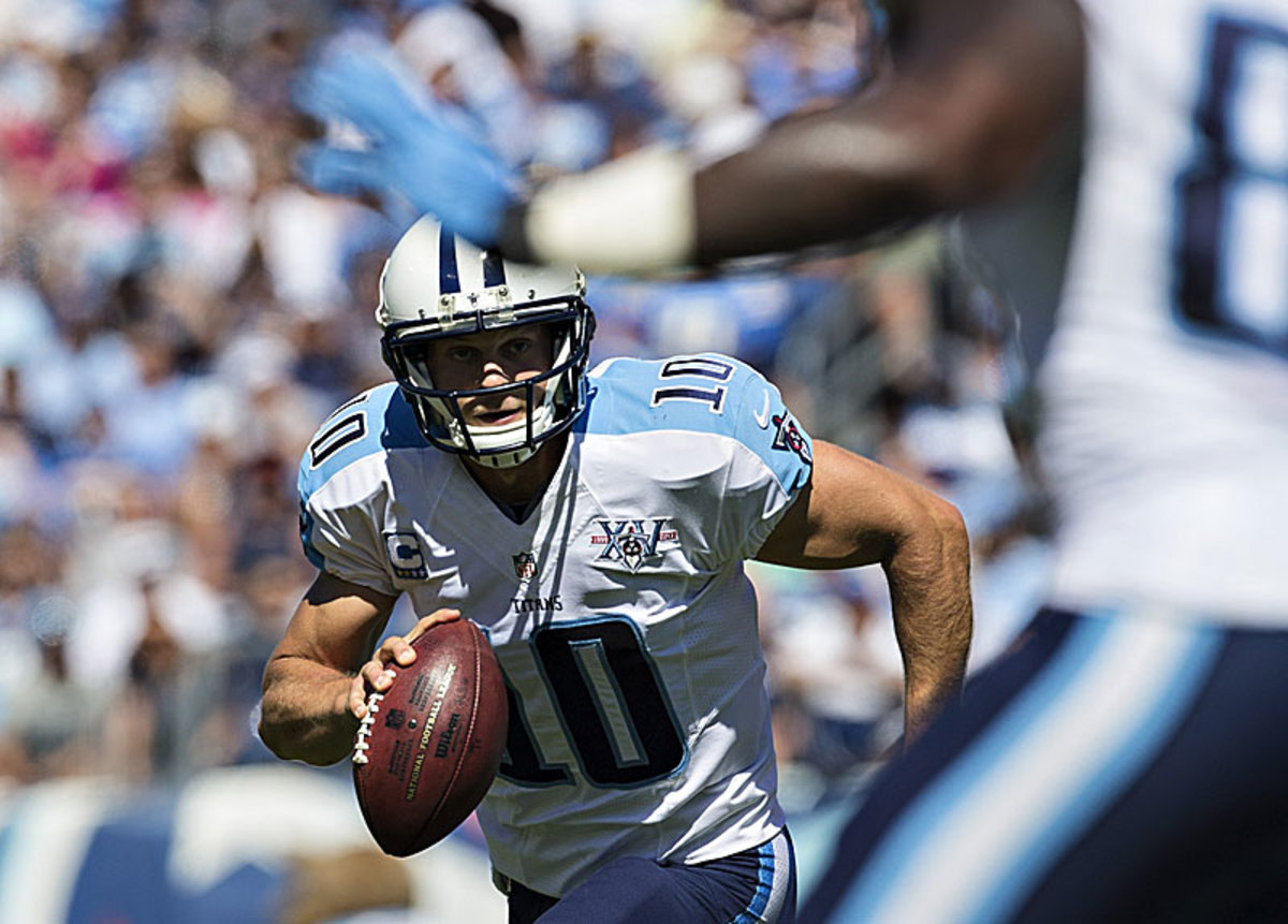 A year after posting a 74.0 QB rating, Jake Locker is passing at a 89.8 clip so far this season. (Wesley Hitt/Getty Images)