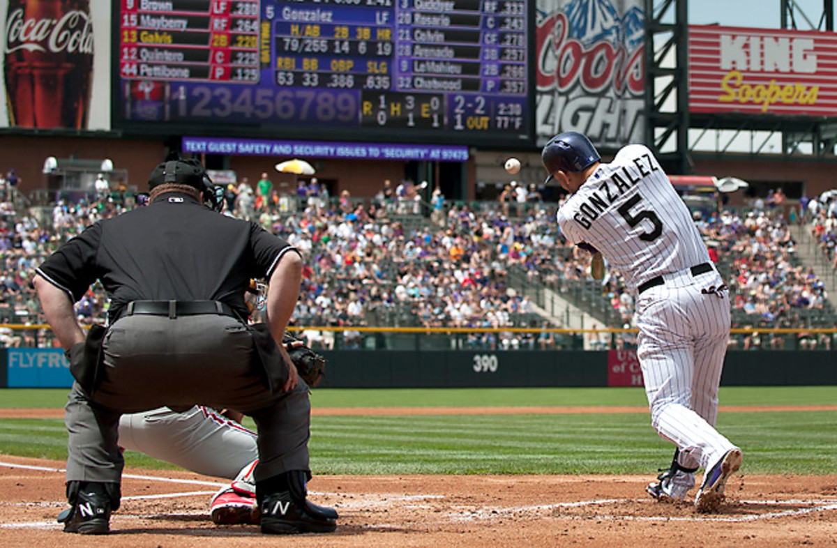 Carlos Gonzalez has averaged 30 home runs and 24 steals, with a .299 average, over 162 games in his career.